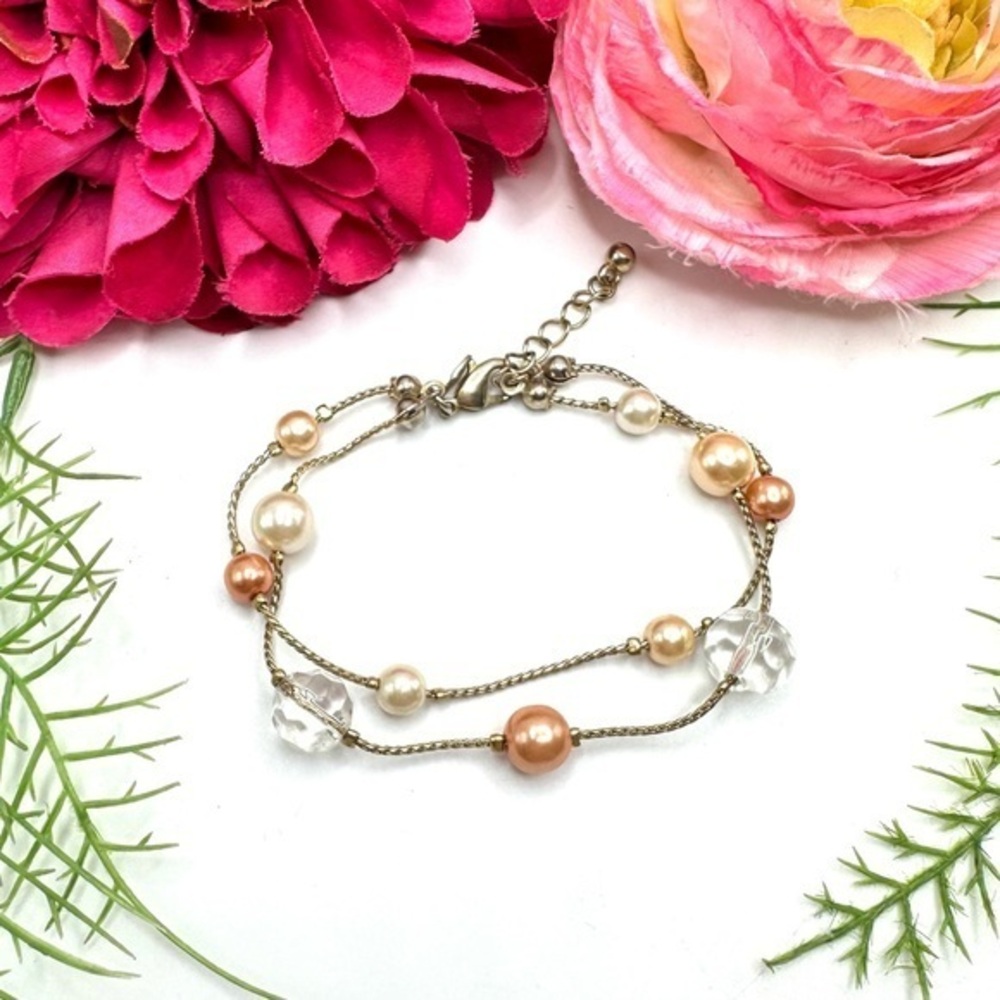 VINTAGE⚜️PREMIER DESIGNS Glass Pearl & Crystal Bracelet